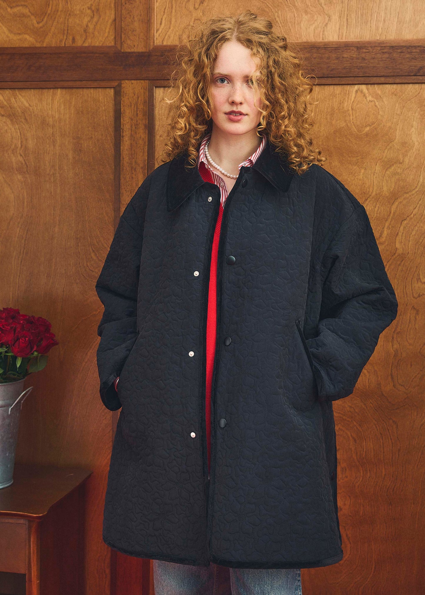 【Oblada】FLOWER EMBROIDERY COAT