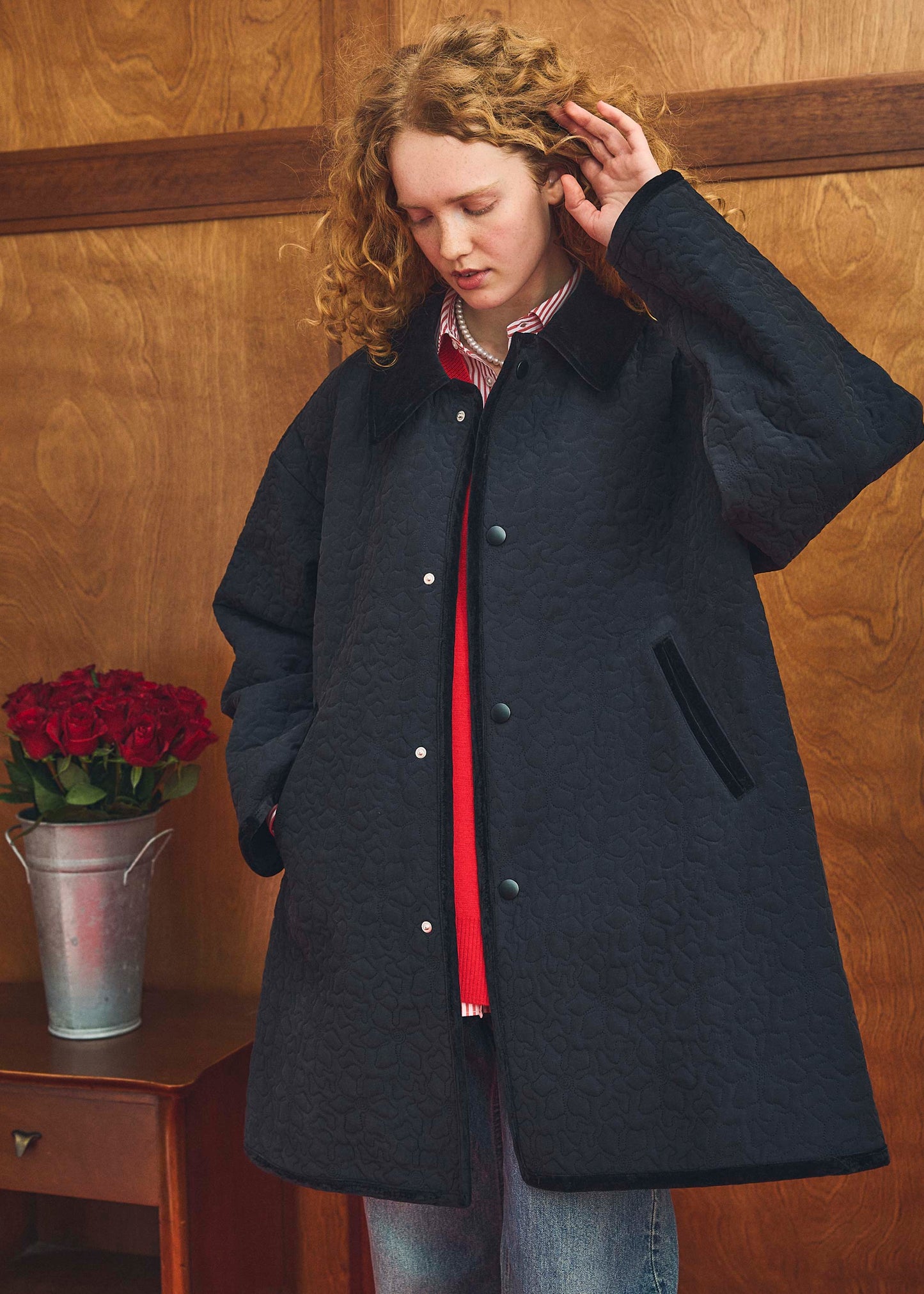 【Oblada】FLOWER EMBROIDERY COAT