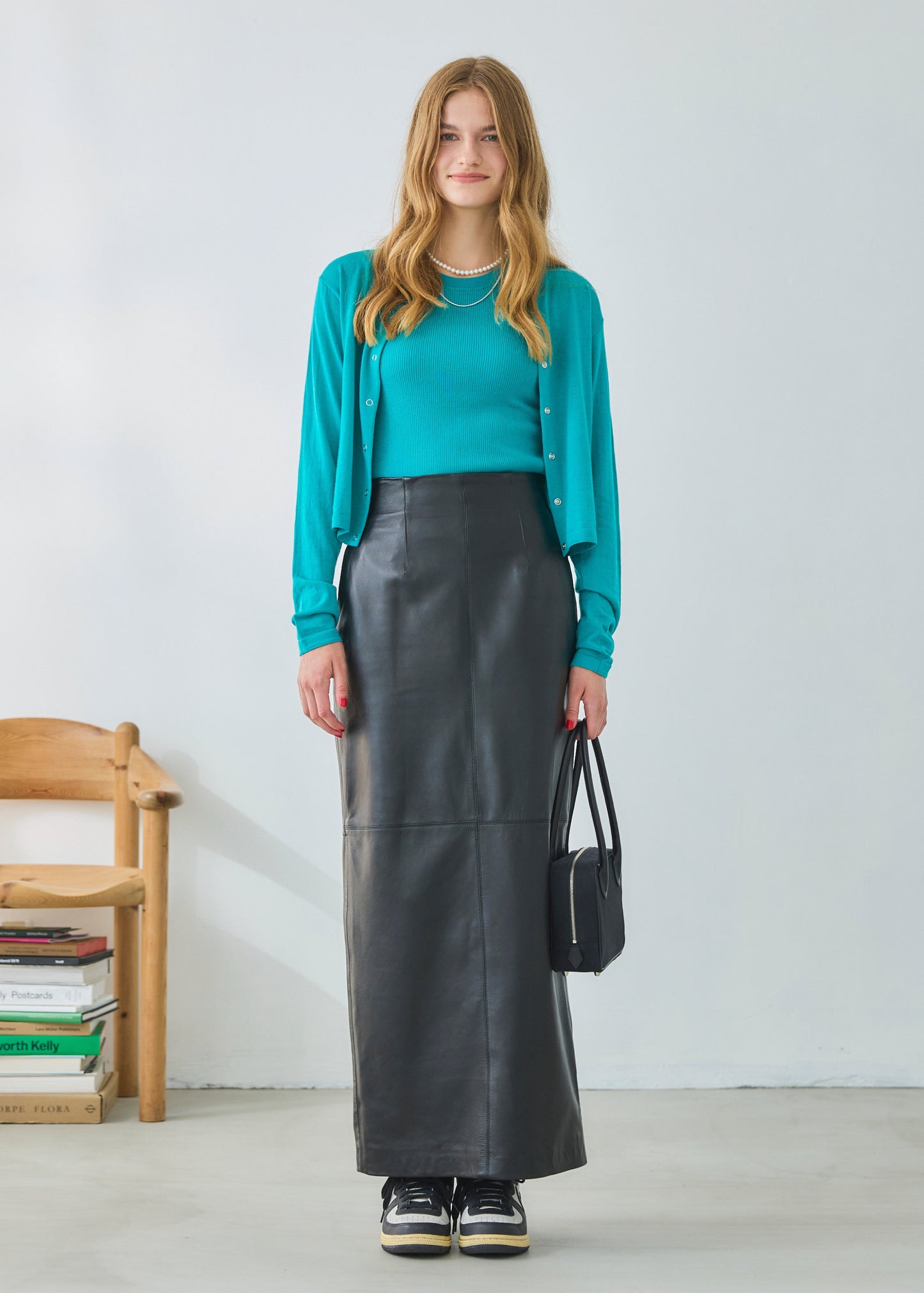 【Oblada】LEATHER PENCIL SKIRT