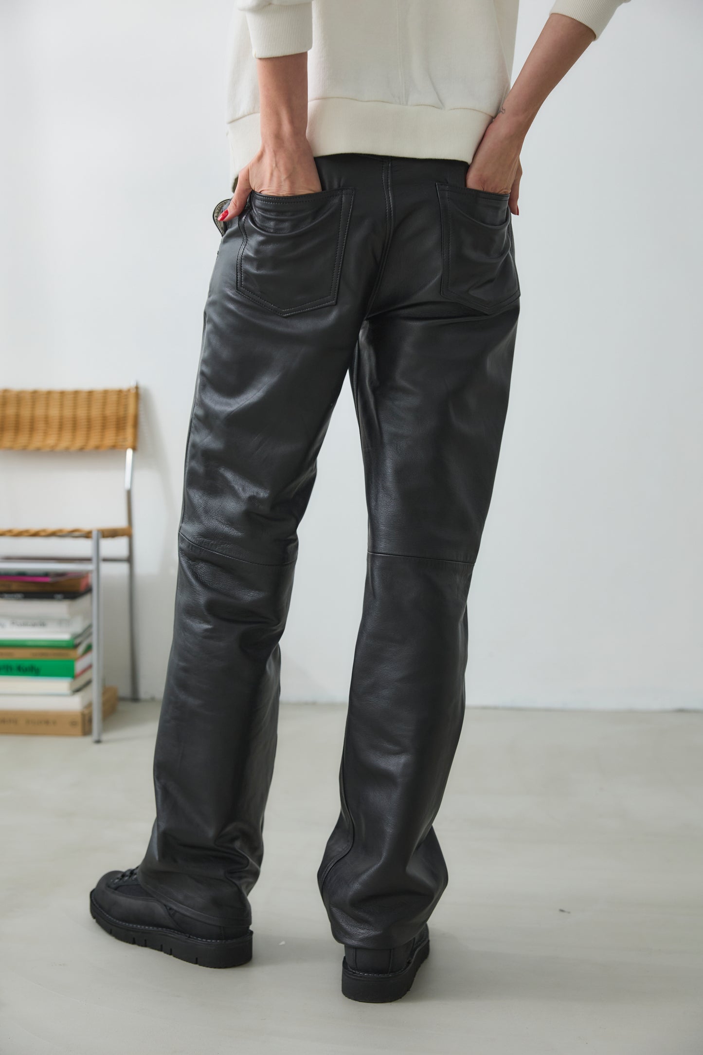 【Oblada】LOW RISE LEATHER PANTS