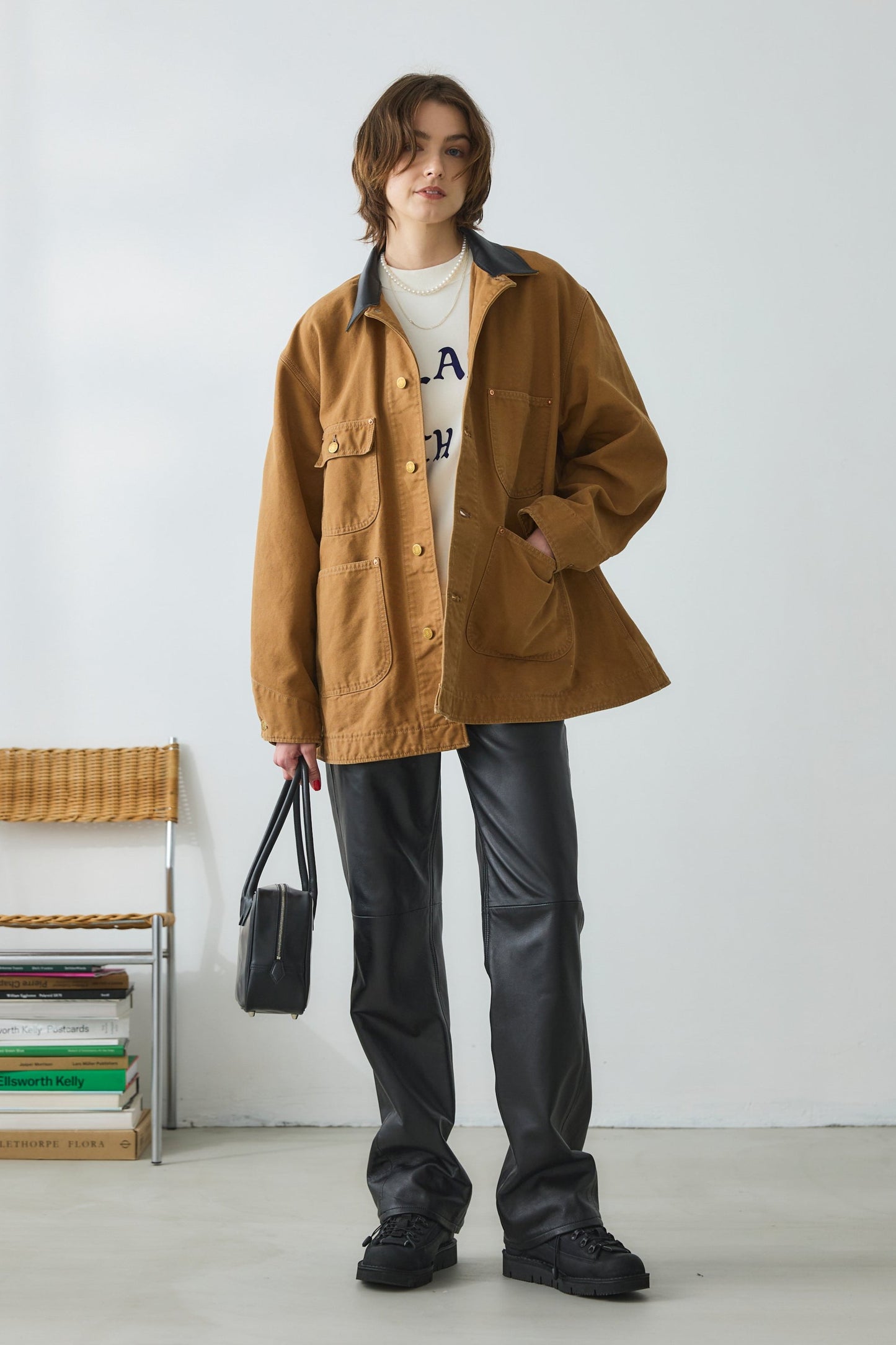 【Oblada】LOW RISE LEATHER PANTS