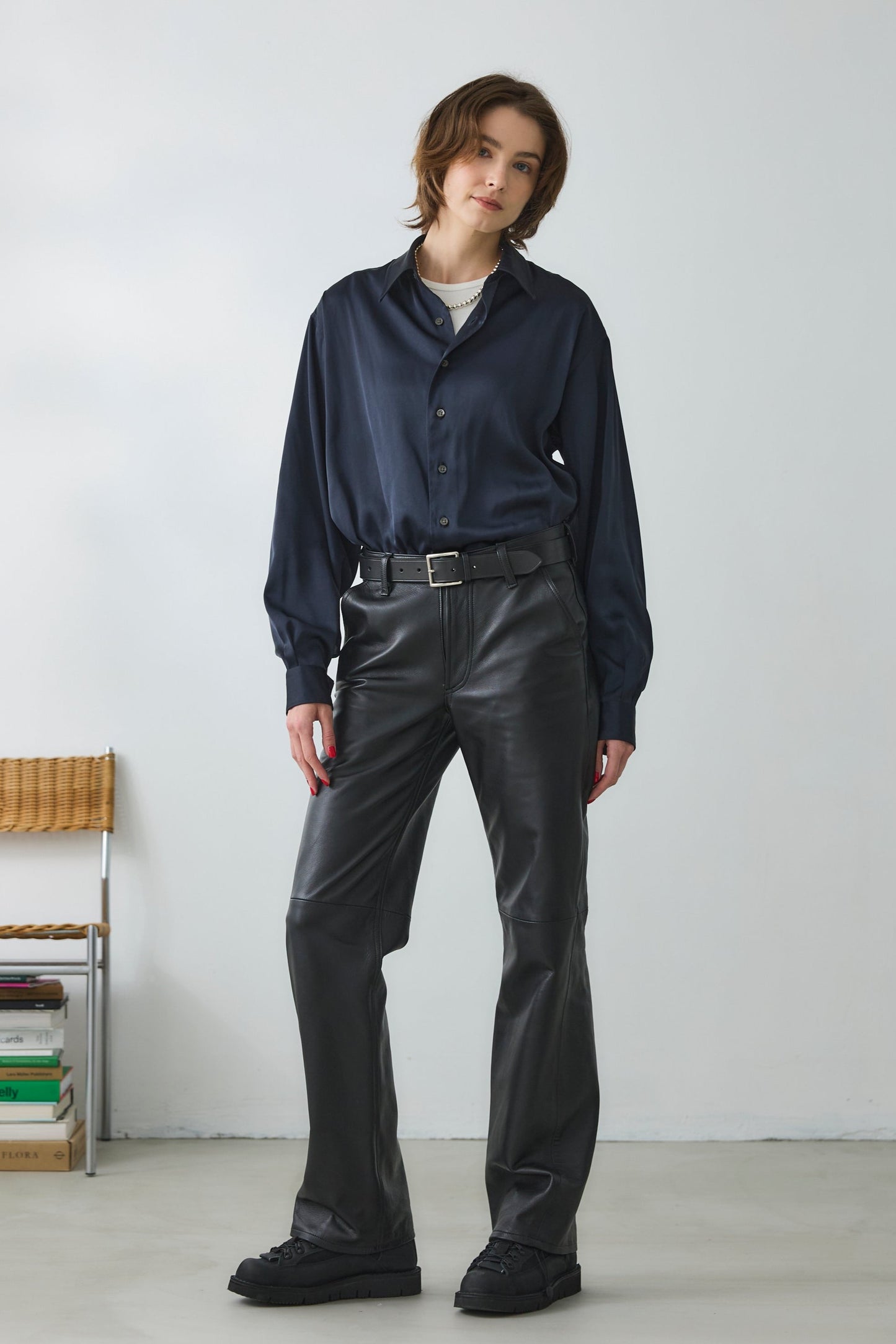 【Oblada】LOW RISE LEATHER PANTS