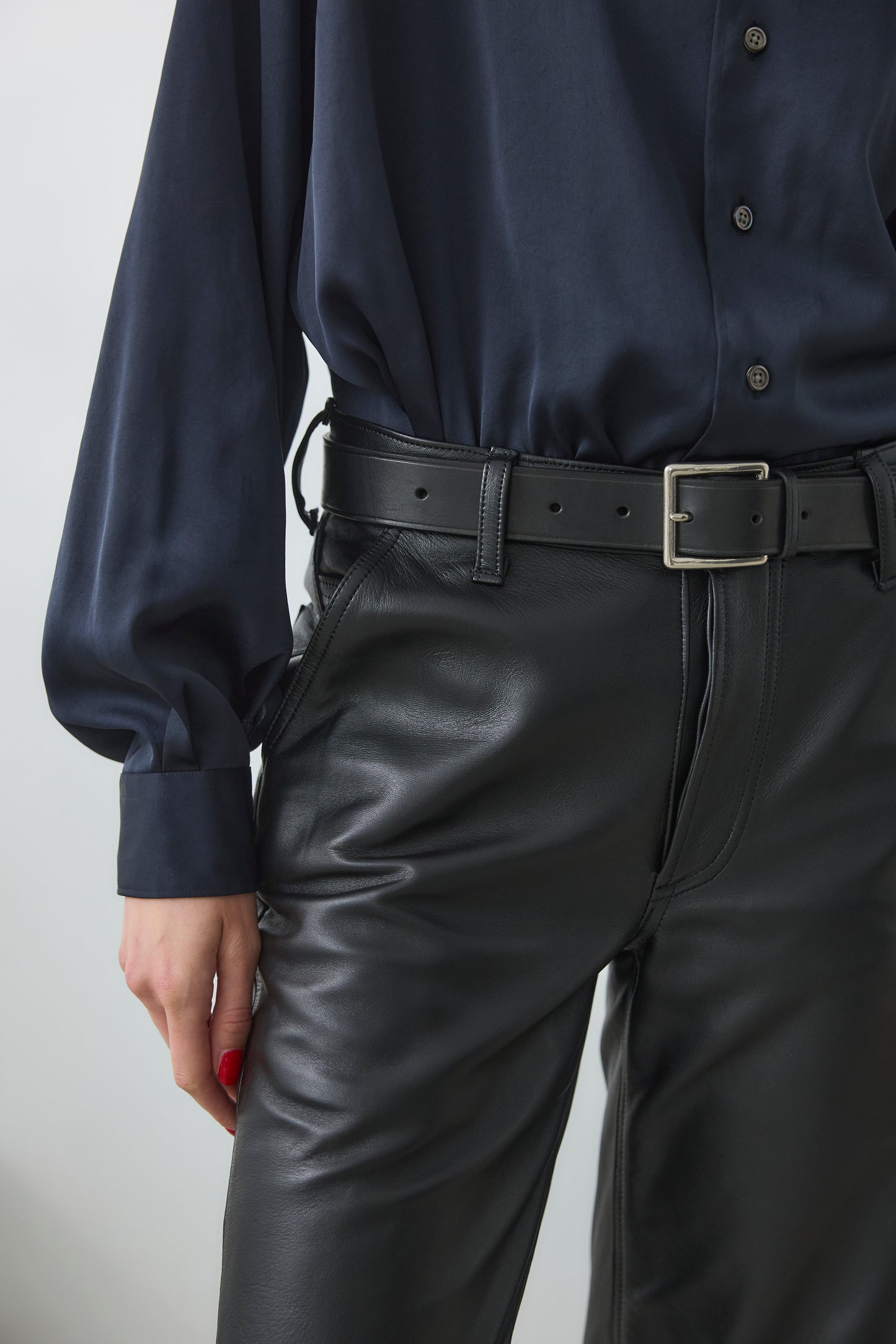 【Oblada】LOW RISE LEATHER PANTS