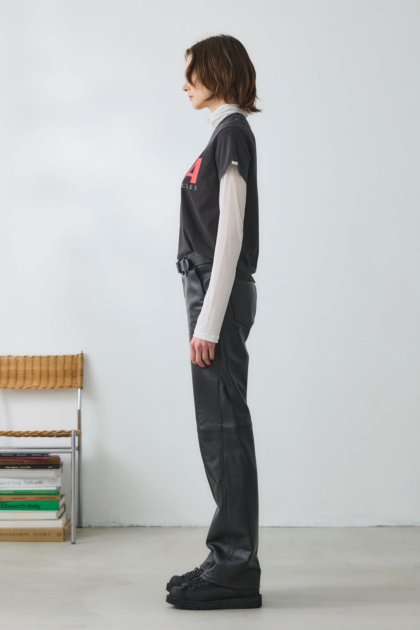 【Oblada】LOW RISE LEATHER PANTS