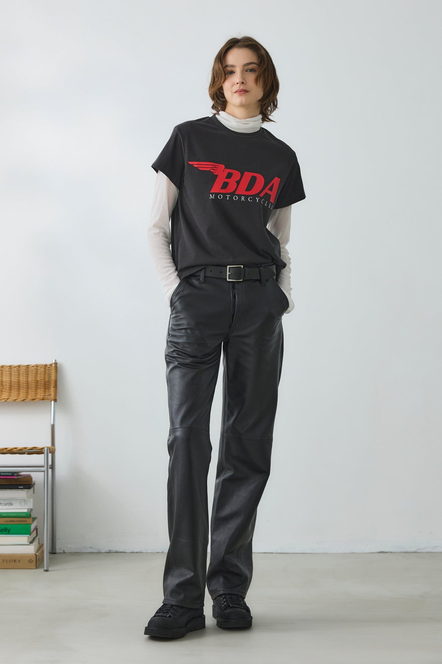 【Oblada】LOW RISE LEATHER PANTS