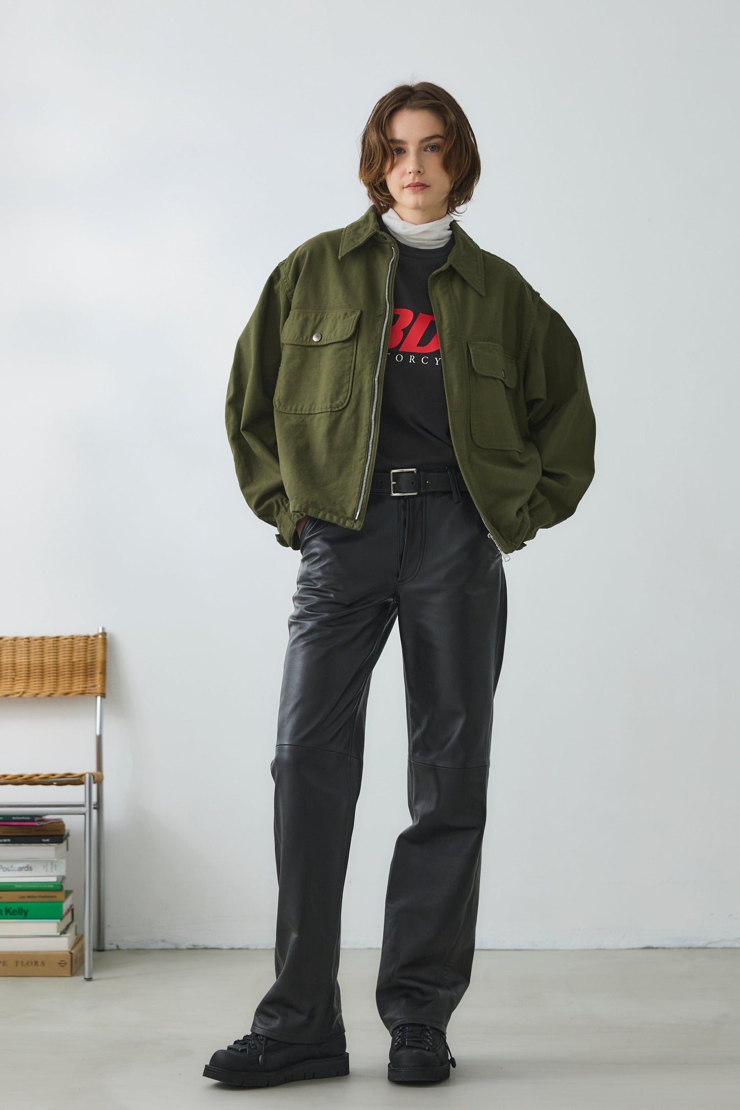 【Oblada】LOW RISE LEATHER PANTS