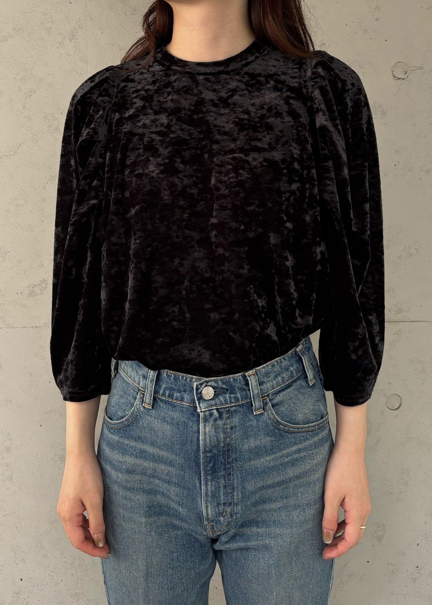 【Oblada】SHIRRING VELOR TOPS