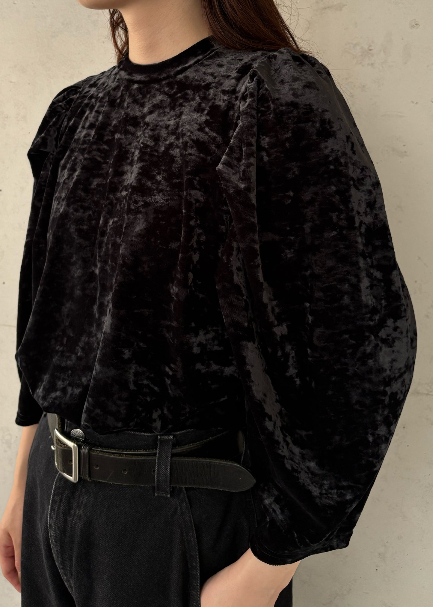【Oblada】SHIRRING VELOR TOPS