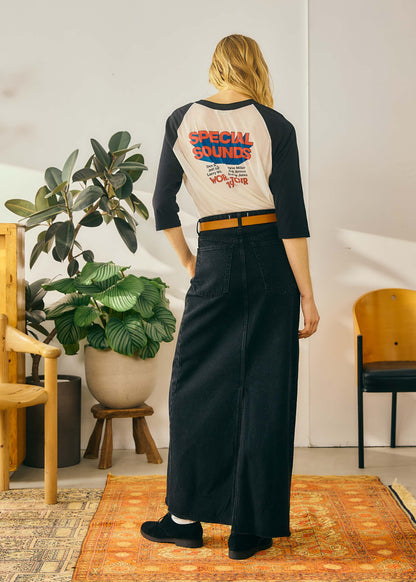 【Oblada】BUDDY DENIM SKIRT BLACK