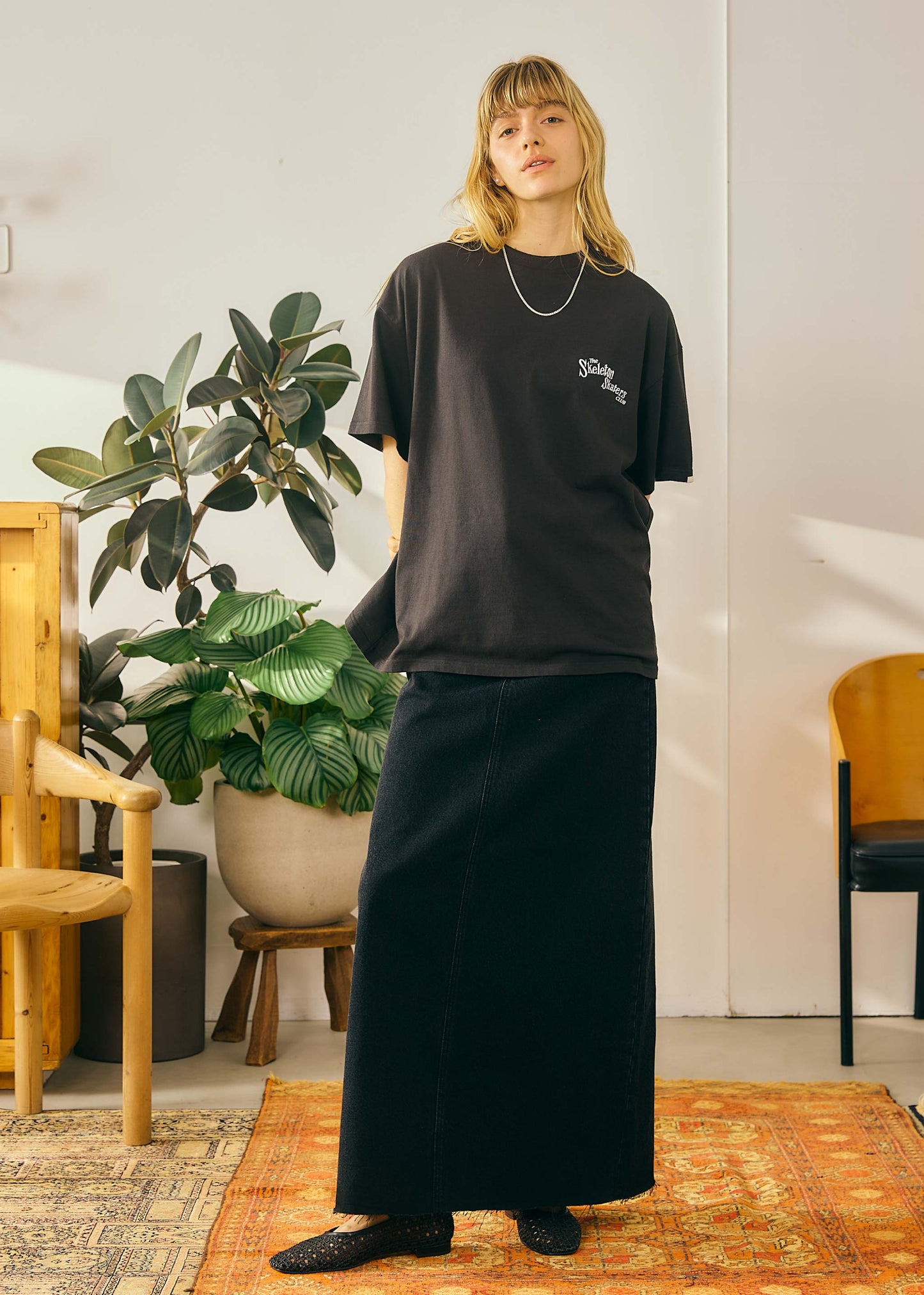 【Oblada】BUDDY DENIM SKIRT BLACK