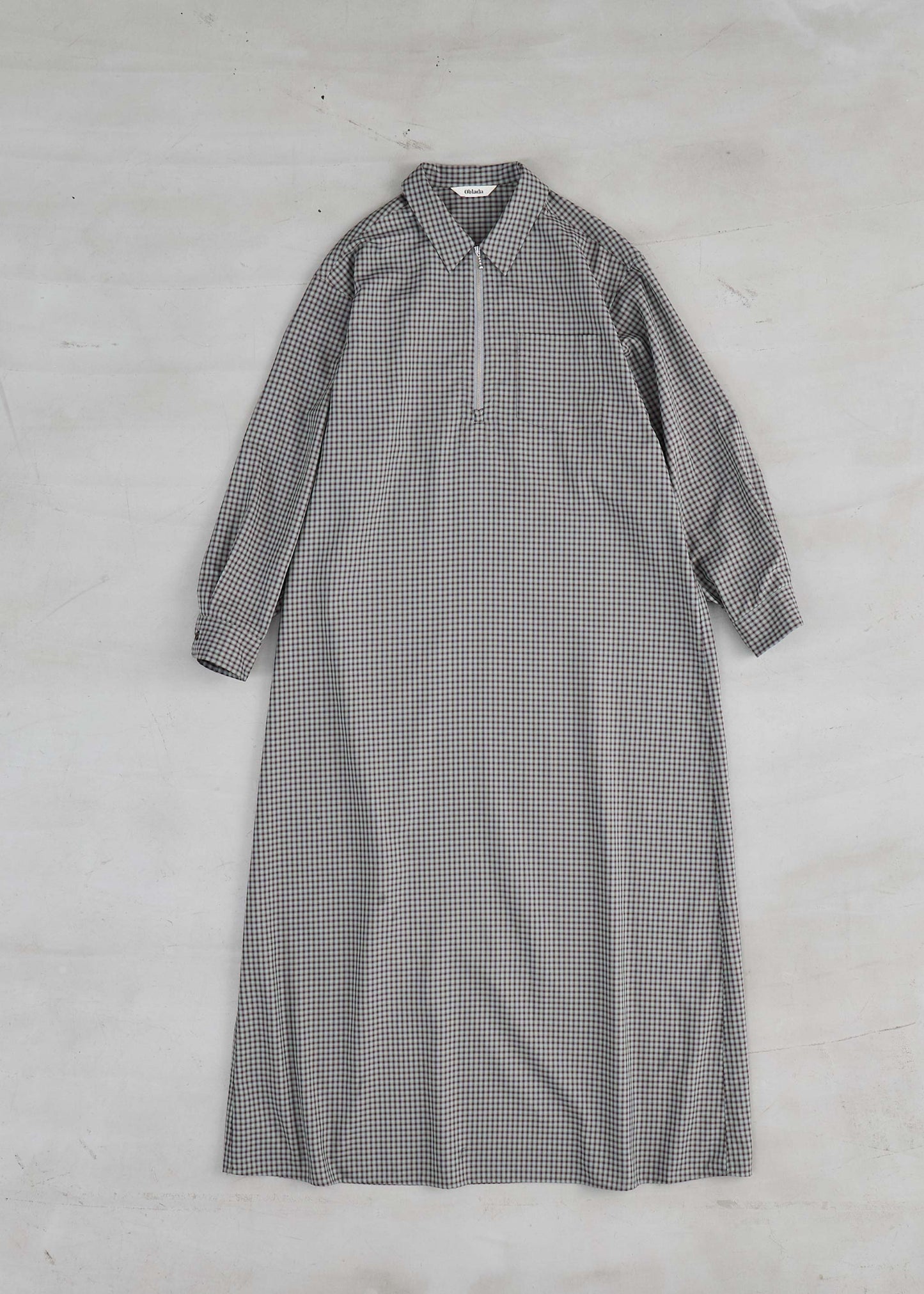 【Oblada】HALF ZIP DRESS CHECK