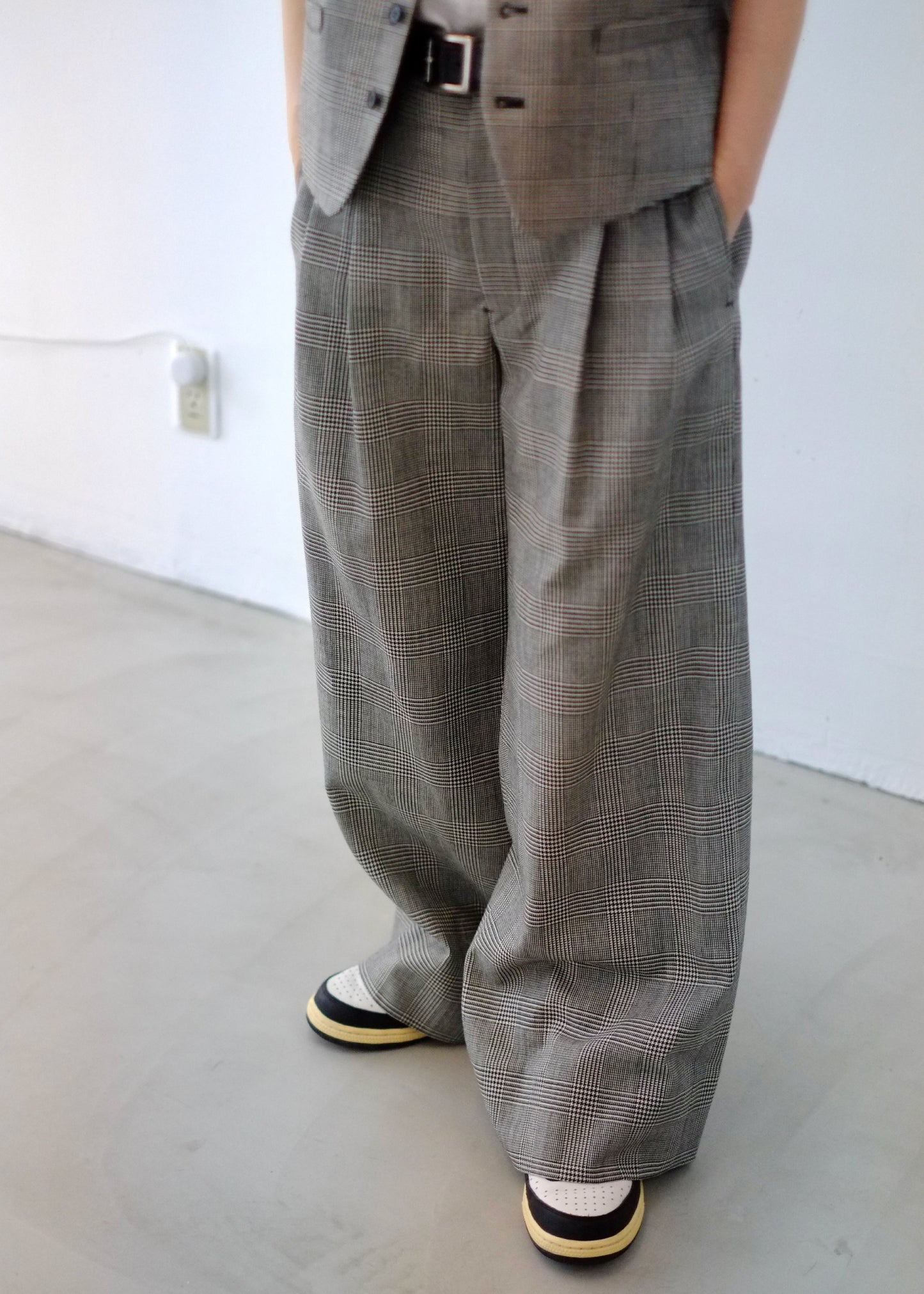 [Oblada] OFFICER BUGGY CHECK PANTS