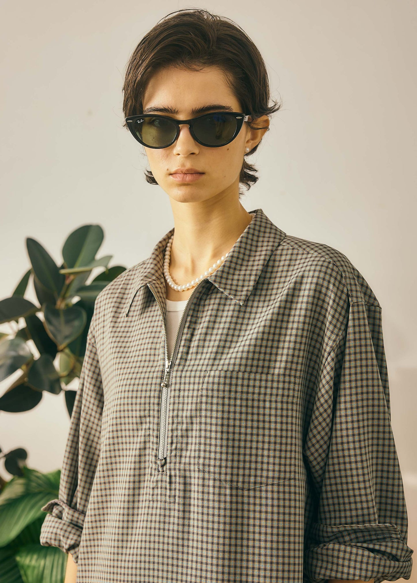 【Oblada】HALF ZIP DRESS CHECK