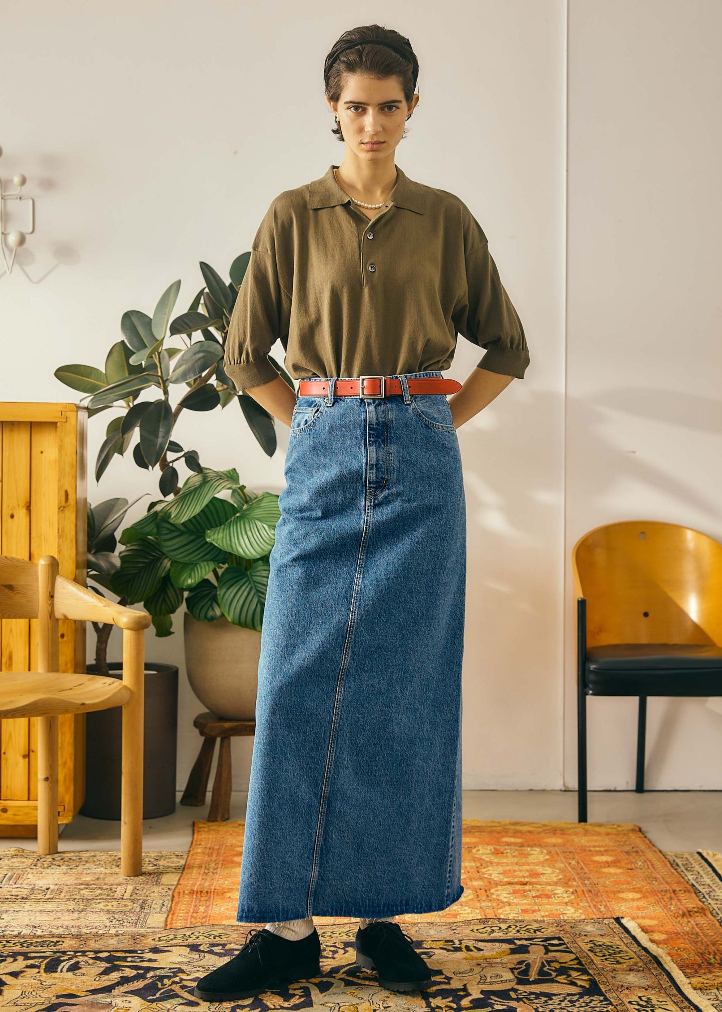 【Oblada】BUDDY DENIM SKIRT BLUE