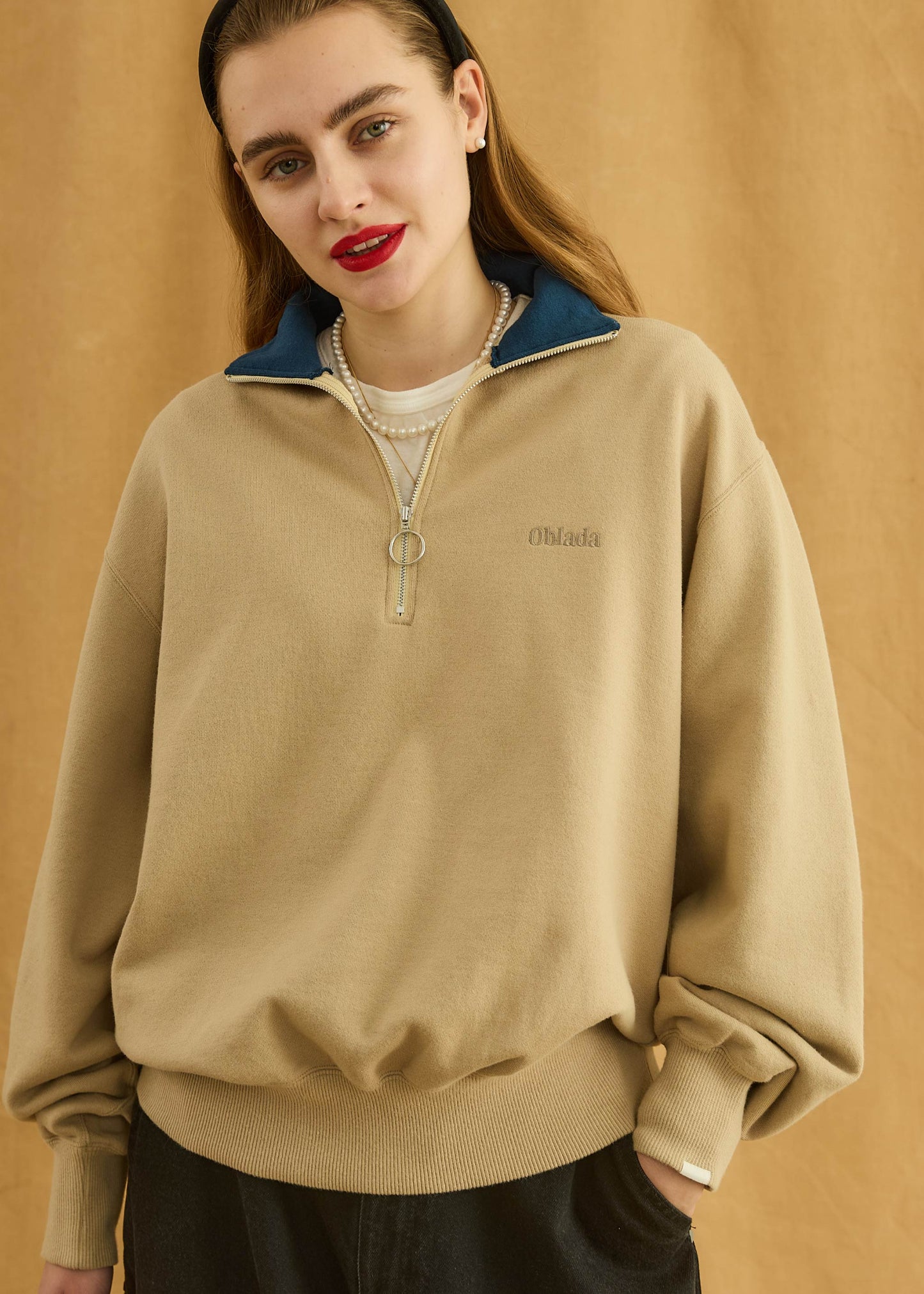 【Oblada】HALF ZIP SWEAT