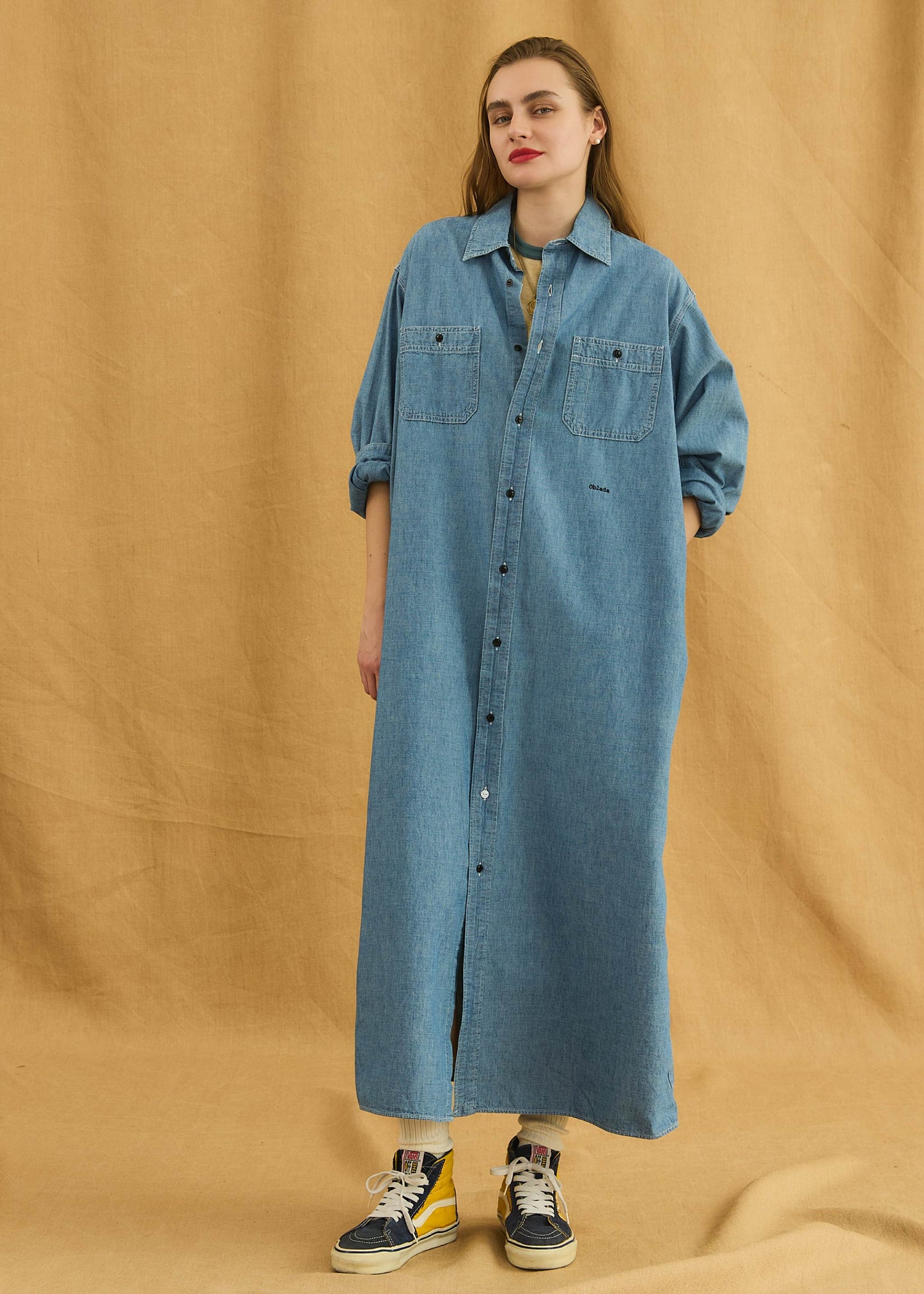 【Oblada】CHAMBRAY SHIRT ONEPIECE