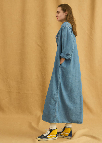 【Oblada】CHAMBRAY SHIRT ONEPIECE
