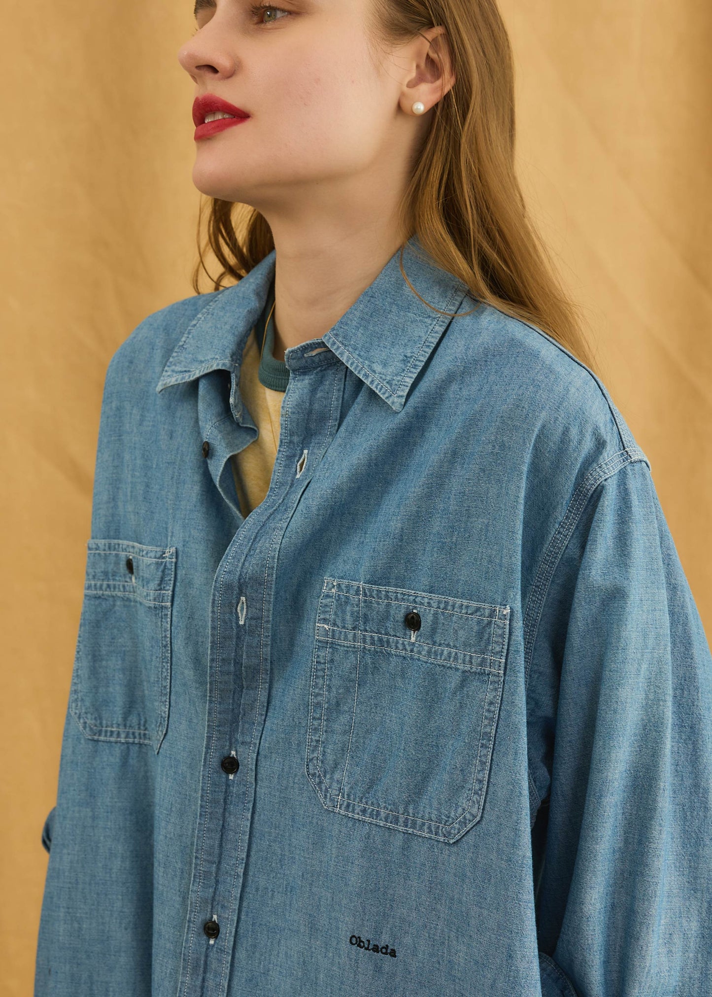 【Oblada】CHAMBRAY SHIRT ONEPIECE