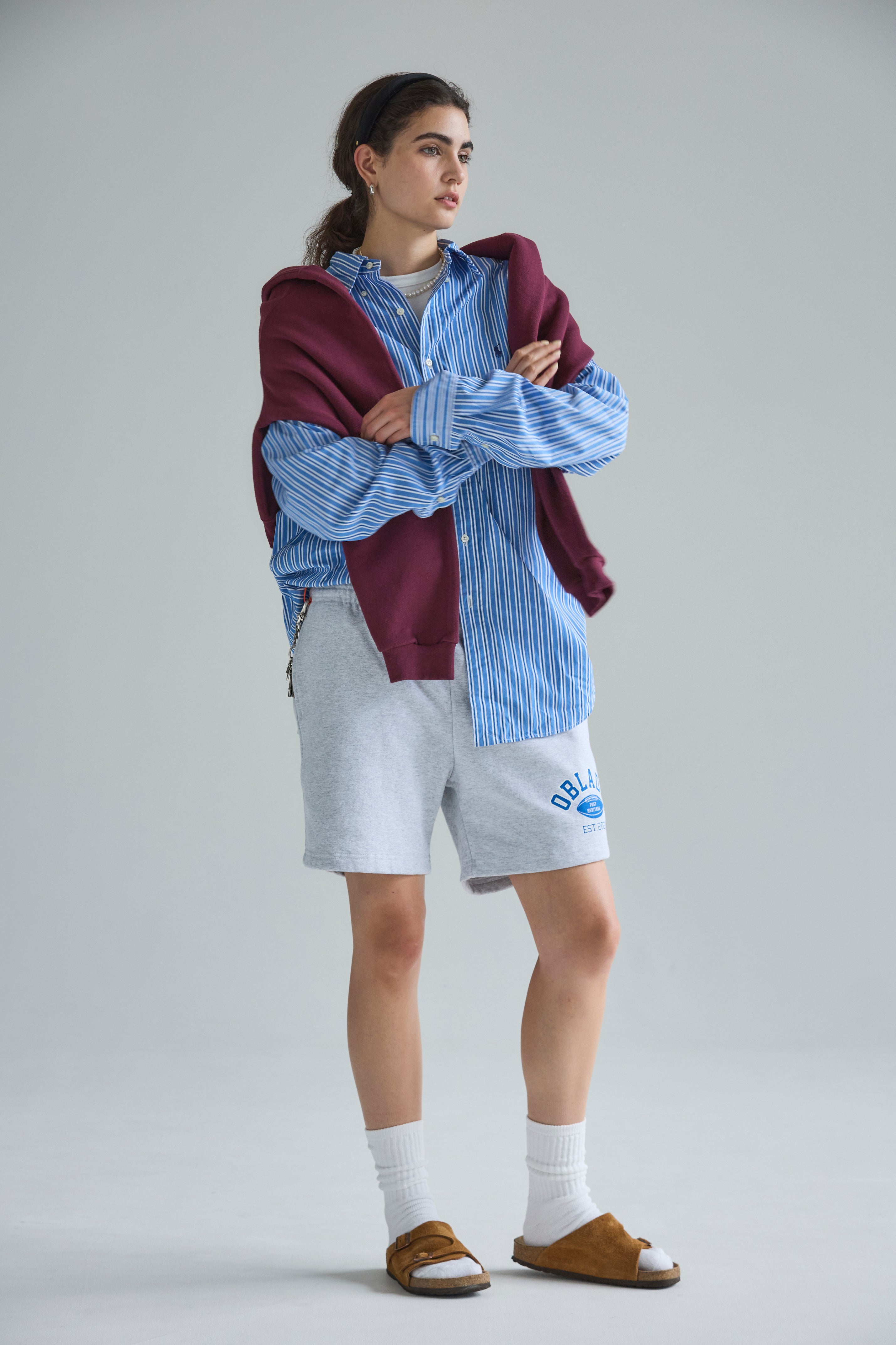 【Oblada】College Logo Sweat Short Pants