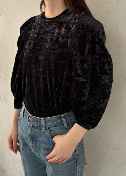 【Oblada】SHIRRING VELOR TOPS